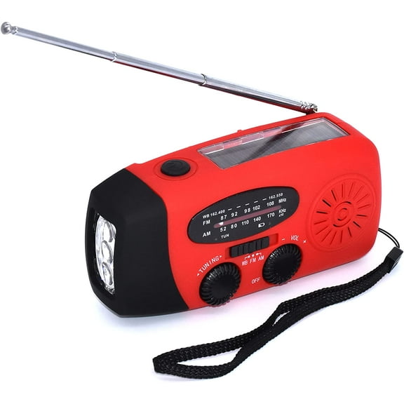 US Survival Solutions Hand Crank Radio - Flashlight for Emergency | Self Powered AM/FM | Portable Weather Radio with 2000mAh - Power Bank Cell Phone Charger, USB Rechargeable for Camping, Emergency