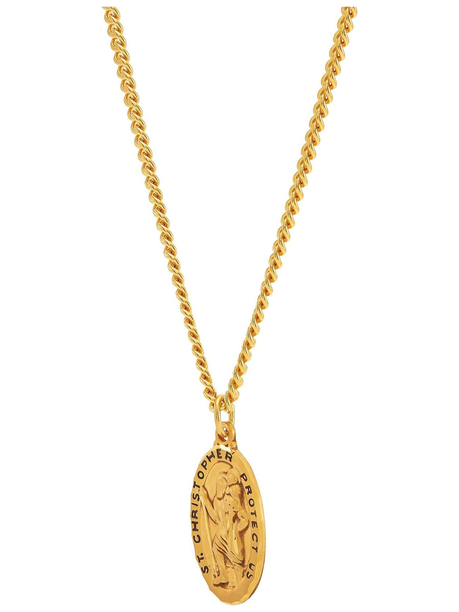 Finecraft 'St. Christopher Medallion Necklace' in Gold-Plated Sterling Silver & Stainless Steel, 24" - image 4 of 5