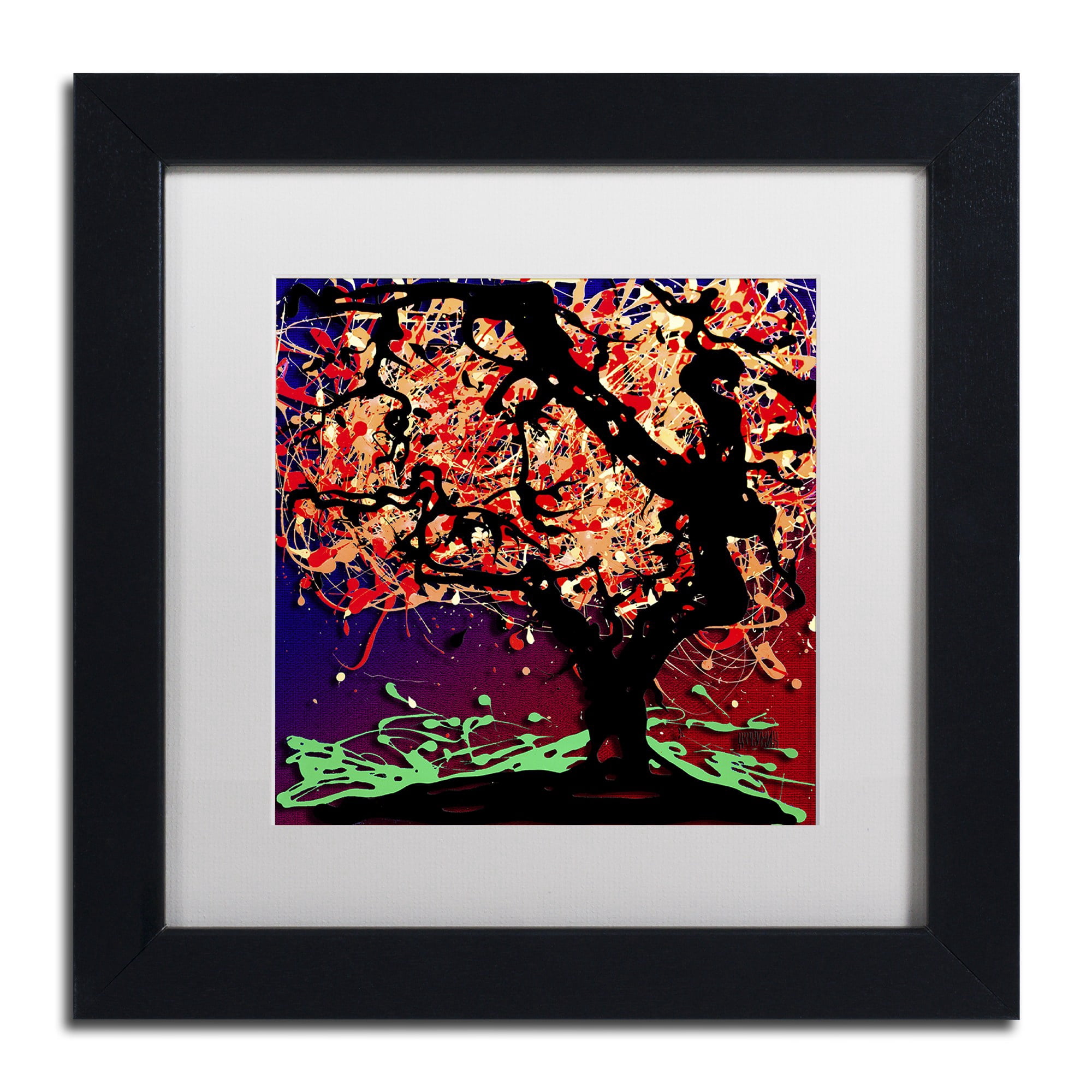 Trademark Fine Art "Fall Red Tree" Canvas Art by Roderick Stevens, White Matte, Black Frame