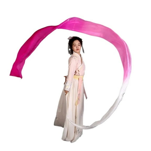 Women Real Silk Streamer Purple Pastel Color Belly Dance Props Worship Silk Streamer 400X45cm