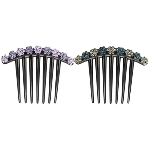 LOLIPPYY 2-Pack Rhinestone Hair Combs with 7 Teeth, Stylish Hair Accessories in Multiple Colors for Women and Girls