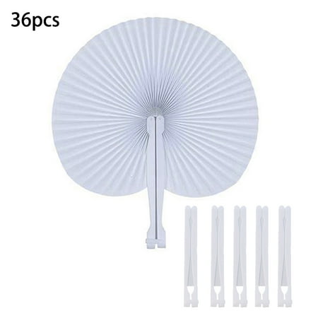 

practical chinese White paper fan round heart-shaped folding fan plastic handle