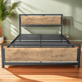 thumbnail image 4 of Queen Bed Frame, Queen Size Bed Frame with Wood Headboard and Footboard, Under Bed Storage, 800lbs, Retro, 4 of 12
