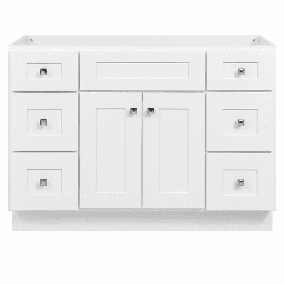 Design House Brookings 48" x 22" Ready to Assemble Solid Wood 6-Drawer Bath Vanity Cabinet, Sherwin Williams® White