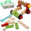 Jellydog Toy Tool Box for Kids, Wooden Tool with 28pcs Boys Girls Toys Gift