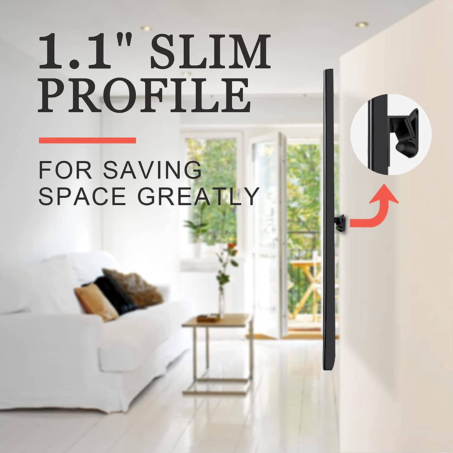 No Stud TV Wall Mount, Drywall Studless TV Hanr No Dama, No Drill, Non Screws, Dry Wall Flat Screen TVs Easy Install Bar Bracket fits VESA 12-55 inch TVs up to 99 lbs, Include Hardware Levels