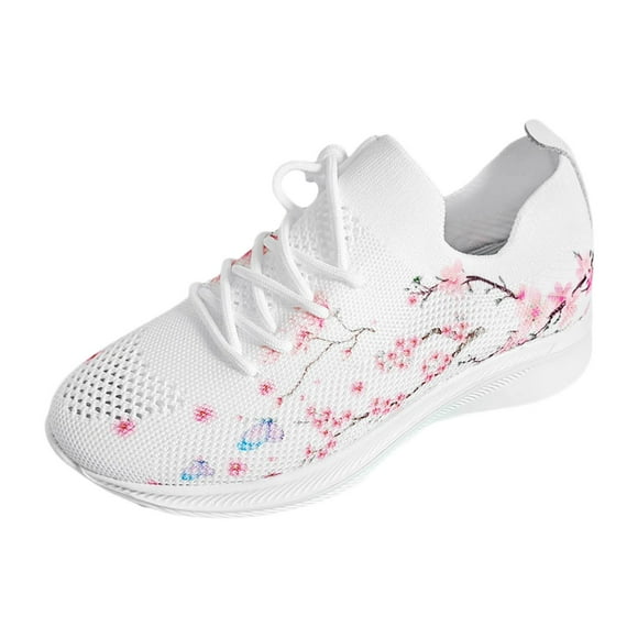 Wyzesi Pink Sneakers Toddler Women's Thick Bottom Breathable Large Size Front Lace Up Lightweight Casual Single Shoes White Sneakers Women Gum Christmas Sneakers for Women