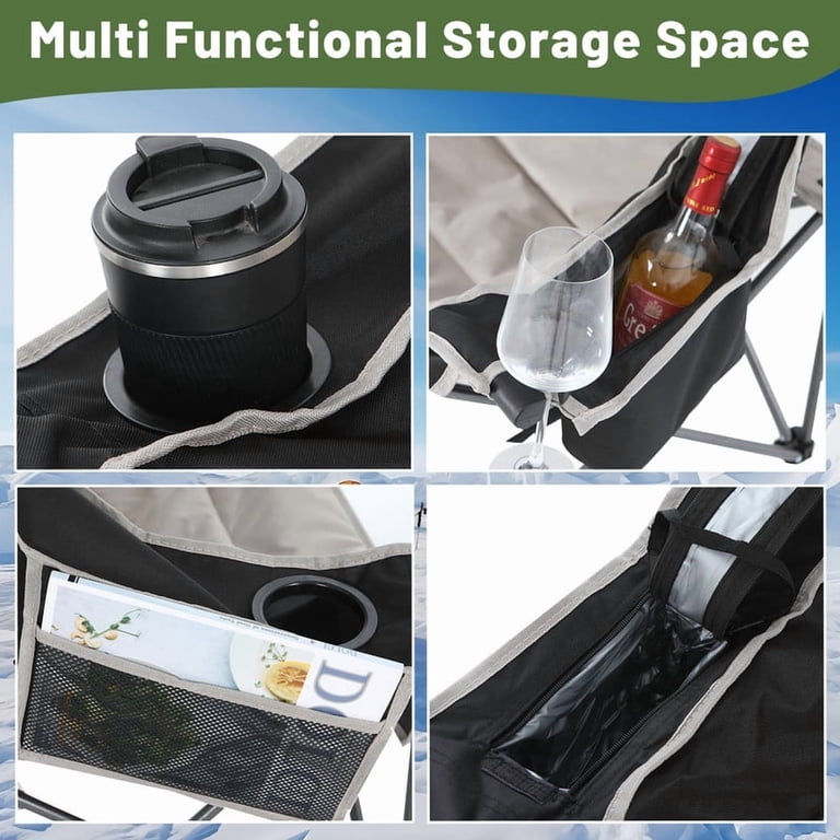 Nice C Double Camping Chair With Canopy - 2-Person Folding Loveseat With Cooler, Cup Holders & Sun Shade