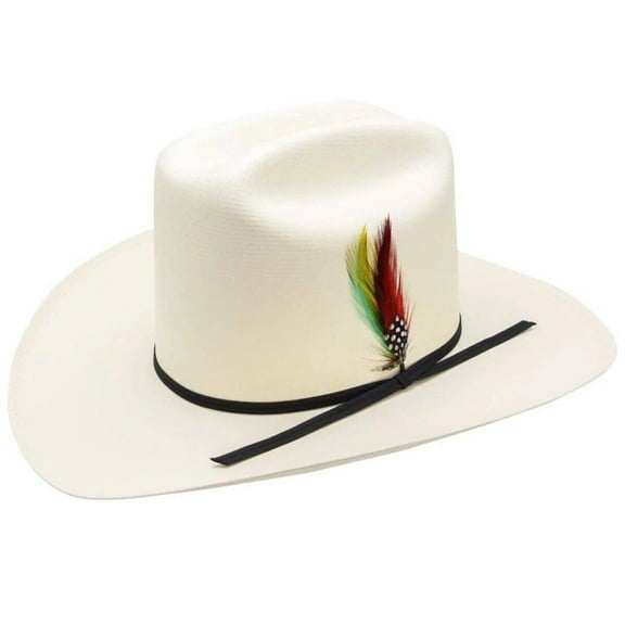 5000x Rancher Straw Cowboy Hat With Feather 5” Crown 4” Brim Handmade