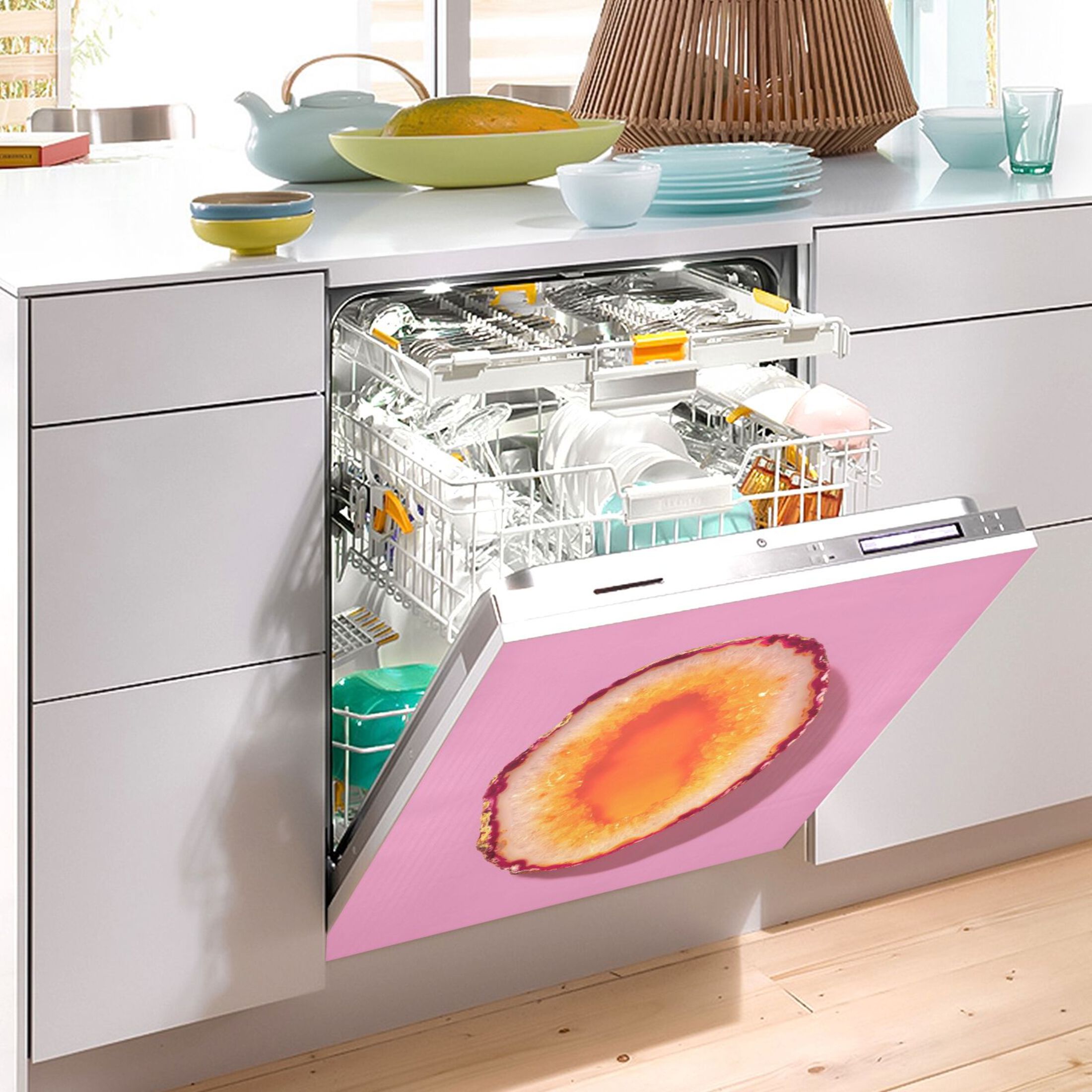 IAUYY Magnetic decorative sticker - 23x26 Inch PVC Refrigerator Decorative Cover, Removable DIY Art for Kitchen Appliances Half A Piece Of Agate