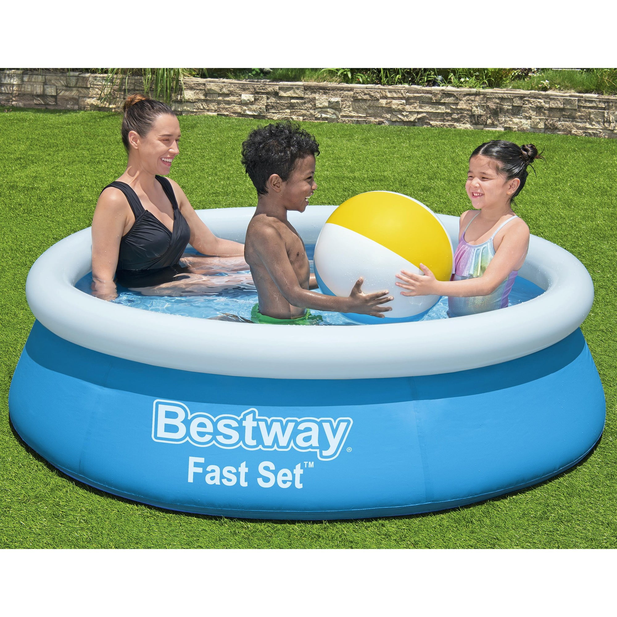 Bestway: Fast Set - 6' x 20" Inflatable Round Pool, Above Ground Splash & Wade Pool, Fill & Rise Setup, Tritech Construction, Easy Drain, Family