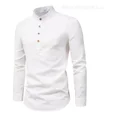 thumbnail image 4 of Camisa Cuello Mao Lino Hombre Casual Manga Larga Slim Fit, 4 of 8