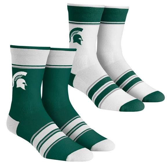 Youth Rock Em Socks Michigan State Spartans Multi-Stripe 2-Pack Team Crew Sock Set