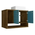 thumbnail image 3 of Manhattan Comfort Liberty Floating 31.49 Bathroom Vanity with Sink and 2 Shelves in Rustic Brown and Aqua Blue, 3 of 8