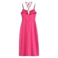thumbnail image 4 of Womens Summer Dresses Casual Ladies Sleeveless Solid Neck Hollow Chest Tube Top Style Suspender V-neck Dress A-Line Casual Loose T-Shirt Beach Sundress, 4 of 7