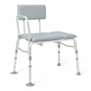 Medline Padded Transfer Bench with Back, Supports up to 400 lbs, Gray
