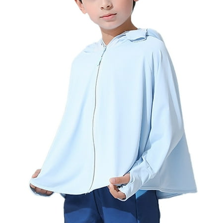 

1 piece solid color children s sunscreen clothing cool sense ice silk sun protection clothing coat UV protection clothing - 110-120CM