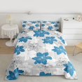 thumbnail image 2 of Homewish Grey Blue Flower Queen Comforter Set, Vintage Plant Botanical Bedding Sets, Rustic Farmhouse Floral Reversible Bedding Comforter Set, Breathable Home Decor, 3pcs, 2 of 8