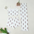 thumbnail image 5 of Tnhcen Women's 3 - Piece Sleepwear Set Cropped Cami Top Shorts Long Pajama Pants Soft Stretchy Heart Print Loungewear Casual Pajamas for Women Bedroom Nightwear, 5 of 7