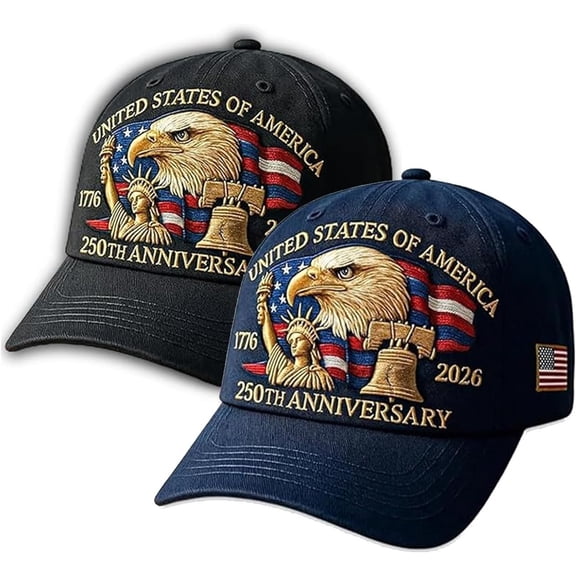 Eagle and Liberty United States, 250th Anniversary Hat, Adjustable Bald Eagle Embroidery Patriotic Baseball Cap for Veterans