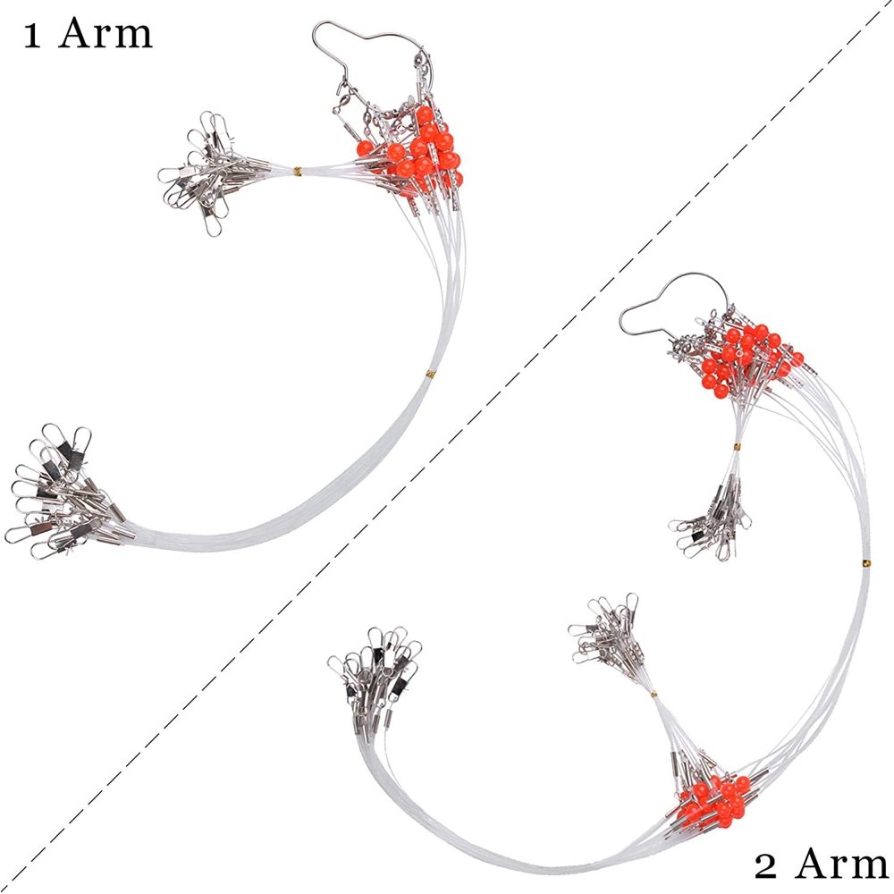 Stellar Fishing Mono Double Drop Leader Rig (12 Pack), Nylon Fishing Rig Lure Riggings with Snap