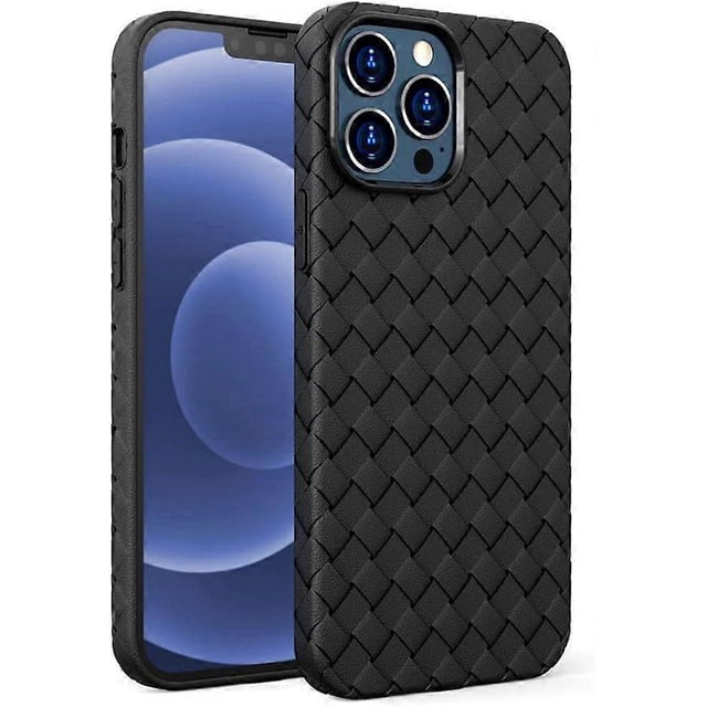 Compatible con iPhone 12PRO MAX Funda de teléfono con diseño de textura tejida y cuero, material de TPU Funda de teléfono de diseño ultrafino (Iphone 12PROMAX, 6.7", b