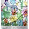thumbnail image 3 of oneOone Cotton Silk Fabric Floral & Cactus Panel Print Fabric By The Yard 42 Inch Wide, 3 of 3