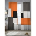 thumbnail image 2 of Burnt Orange Black Sheer Curtains 108 Inch Length 2 Panels Set for Living Room/Bedroom, Modern Abstract Geometric Semi Curtain Sheers Drapes Rod Pocket Curtains Window Treatment Set 52''x108''x2, 2 of 7