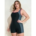 thumbnail image 4 of Anwell Plus Size Swimsuit for Womens Tummy Control Sport Swimwear Boyleg Racerback One Piece Bath Suit, 4 of 6
