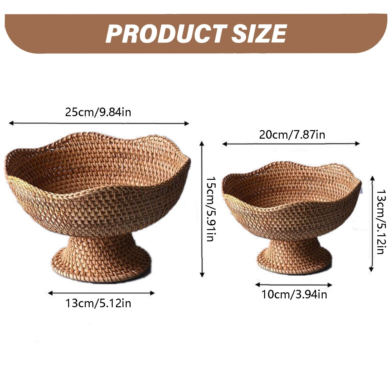 1 Pc Round Woven Fruit Basket for Counter, Wicker Bread Bowl, Easter Baskets, Reusable Handwoven Basket for Kitchen, Store, Restaurant, Outdoor, Party, 7.87x5.12 Inch, Small