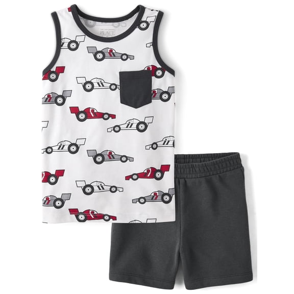 The Children's Place Baby & Toddler Boys Sleeveless Racecar Set, 2-Piece, Sizes 6M-5T