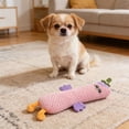 thumbnail image 4 of Interactive Crinkle Plush Dog Toy with Squeaker, Soft Chew Resistant Pineapple Fleece Pet Plaything for Boredom Relief, Purple 11.81Inch, 4 of 6