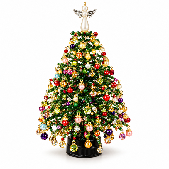 Junistra DIY Beaded Christmas Tree Kit, 7.9 in, Multicolor