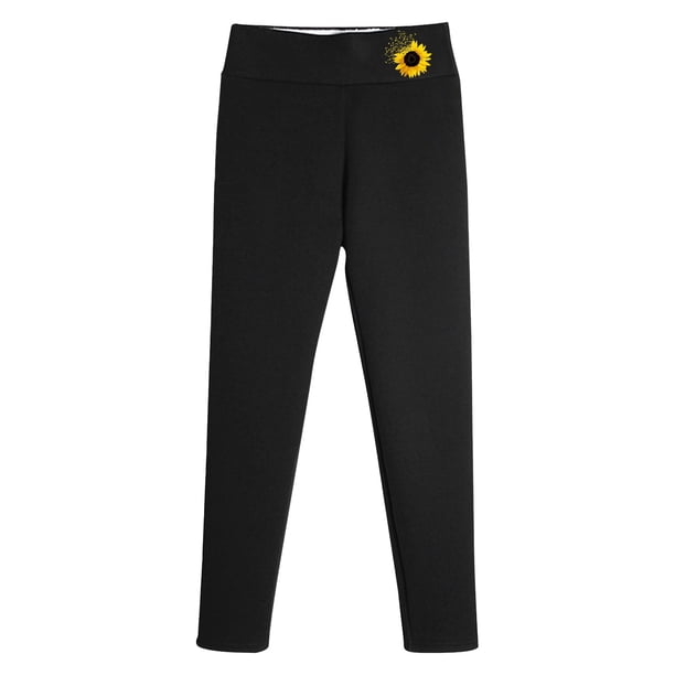 Ropa de los 80 Gibobby lana de gruesos de terciopelo para mujer pantalones cálidos de cintura alta estampados Negro S