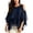 Navy, variant on Cold Shoulder Layered Chiffon Blouse Ruffle Sheer Loose Tunic Top for Summer Women Gauze Lightweight Breathable Tees Vacation Club Date Night Outfits, Black 3XL