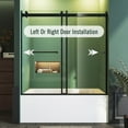 thumbnail image 3 of Bathtub Sliding Door 60"W x 56"H Tub Shower Door Bathtub Door Bathtub Glass Door Bathtub Double Sliding Shower Door 5/16" Tempered Glass with Explosion-Proof Film Stainless Steel Black, 3 of 9