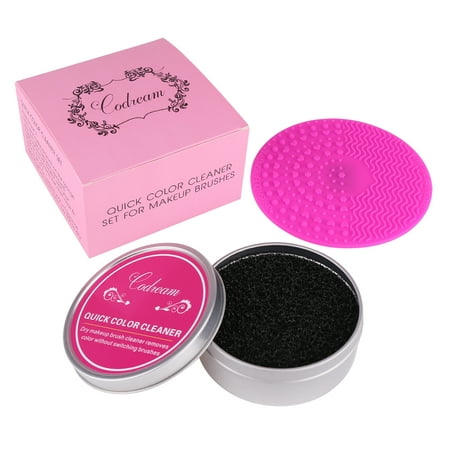Makeup Brush Cleaner Kit - Silicone Cosmetics Brush Cleaning Pad - Quick Daily Cleaner Dry Sponge Instantly Removes Makeup Colors, Switch Color Without Switching