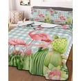 thumbnail image 3 of Quilts Full Size Bedding Set, Summer Flamingos Lightweight Quilted Comforter, Tropical Flowers Leaves Cactus Plaid Soft Reversible Bedspread Coverlet with Pillow Covers for All Season, 78" x 90", 3 of 7