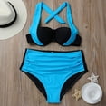 thumbnail image 2 of Traje de baño de bikini sexy para mujer, trajes de baño de cintura alta, traje de baño con cuello halter y push-up, 2 of 5
