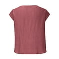 thumbnail image 5 of Plus Size T-Shirt for Women Casual Short Sleeve Tops Crew Neck Solid Color Cotton Linen Crop Top, 5 of 6