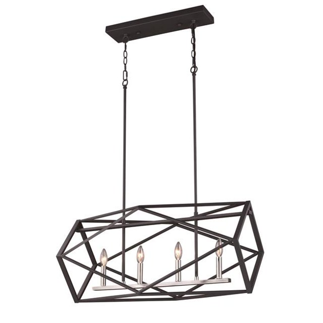 Vaxcel International P0281 Hailey 4 Lustre Linéaire Léger en Graphite Noir avec Nickel Satiné