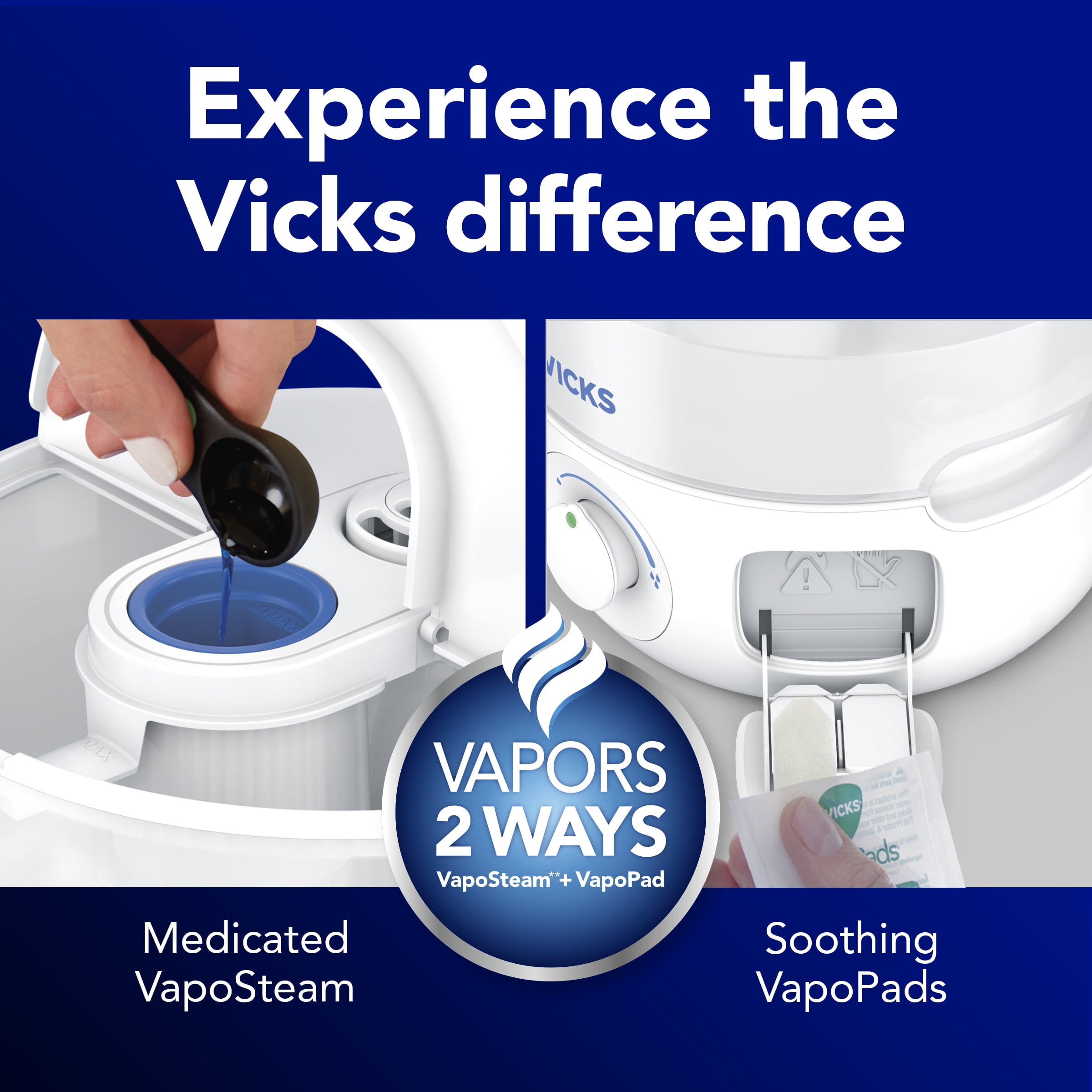 Vicks EasyCare + Top Fill Ultrasonic Cool Mist Humidifier, 400 sq ft, White, VUL585