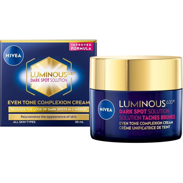NIVEA LUMINOUS630 Crema facial antimanchas con tono uniforme para todo tipo de piel. Reduce la apariencia de las manchas oscuras. Hidratante con acid