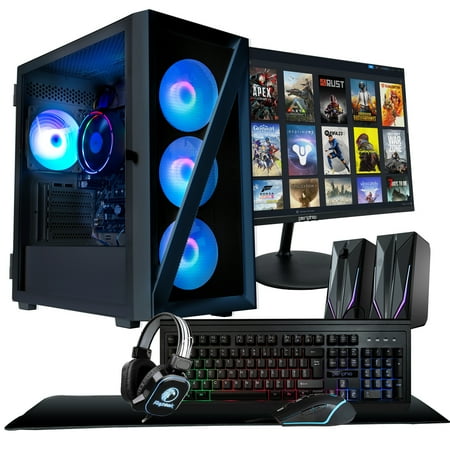 Periphio Reaper Gaming PC Computer | AMD Ryzen 5 5600G | Radeon Vega 7 Graphics | 1TB Solid State (SSD) | 16GB DDR4 RAM | Windows 11 | RGB Battlestation Gaming Bundle