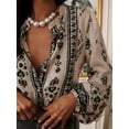thumbnail image 5 of Women Long Sleeve Button Down Cotton Linen Shirt Western Cowgirl Vintage Elegant Boho Floral Printed Blouses S, 5 of 10