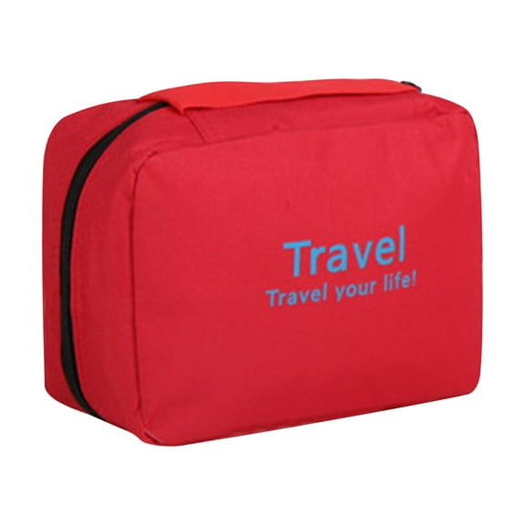 VBXOAE Large Capacity Travel Toiletries Bag Hook Type Portable Toiletries Makeup Bag Red