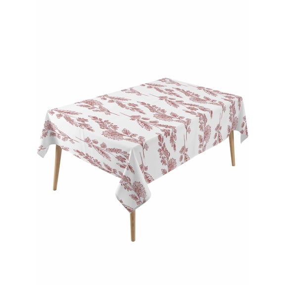 Red Botanical Table Cloth, Waterproof Tablecloth for Rectangle Tables, Pastoral Elegant Spring Floral Reusable Washable Fabric Table Cover for Restaurant Kitchen Dining Tables 60"x120"