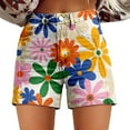 thumbnail image 2 of Women's Cotton Shorts Womens Casual High Waist Denim Shorts Relaxed Fit Artretro Printed Floral Shorts With Pockets,Yellow Women's Shorts M, 2 of 3