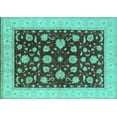 thumbnail image 1 of Ahgly Company Machine Washable Indoor Rectangle Oriental Turquoise Blue Industrial Area Rugs, 2' x 5', 1 of 4