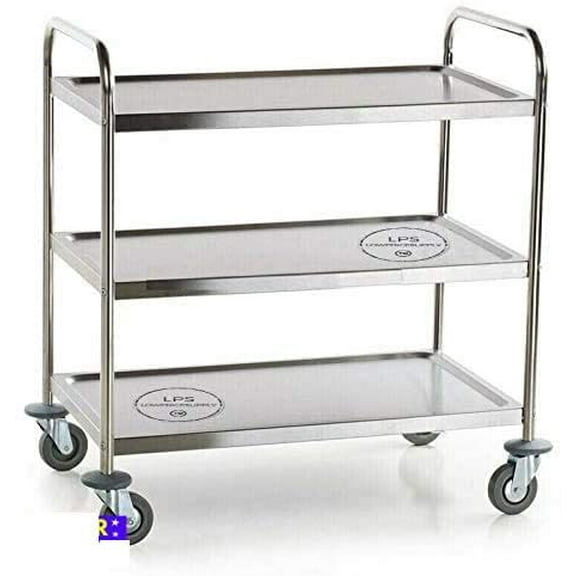 33 3/4" x 21" x 37" Knocked Down 18 Gauge Stainless Steel 3 Shelf Utility Cart 220 lbs